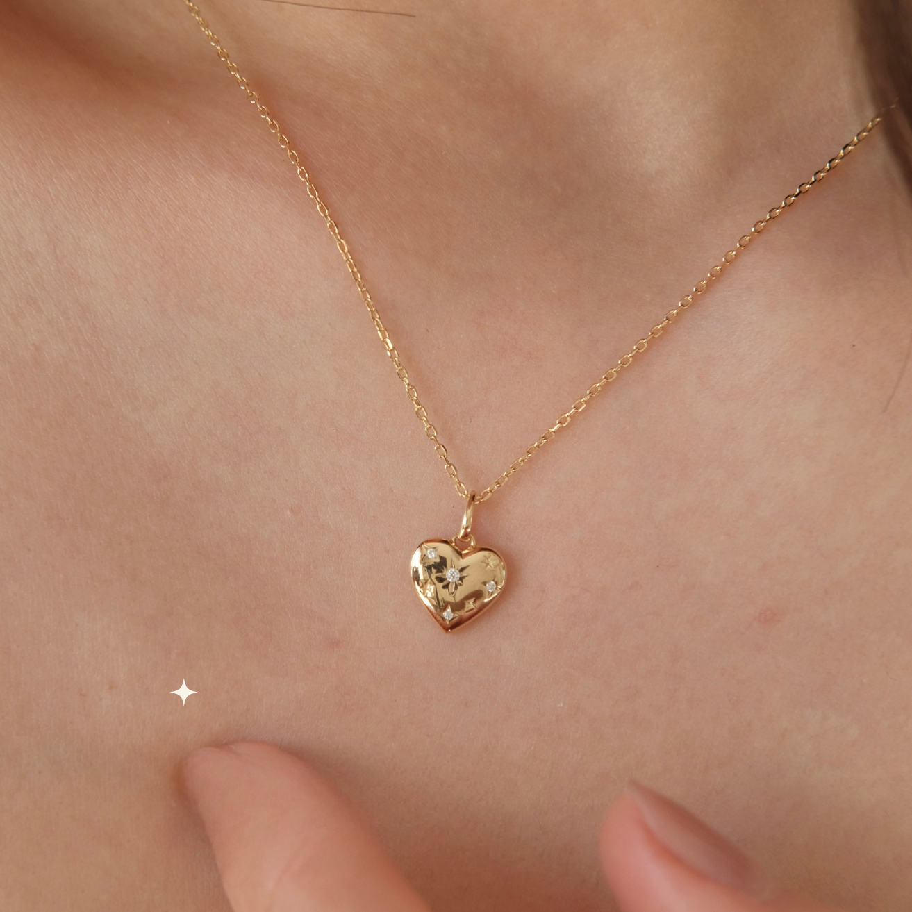 Heart Pendant Star Necklace