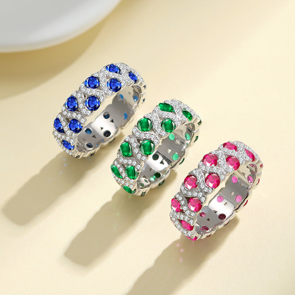 6.5MM Wide Band ColorfuRings in 925 Sterling Silver Moissanite Ring