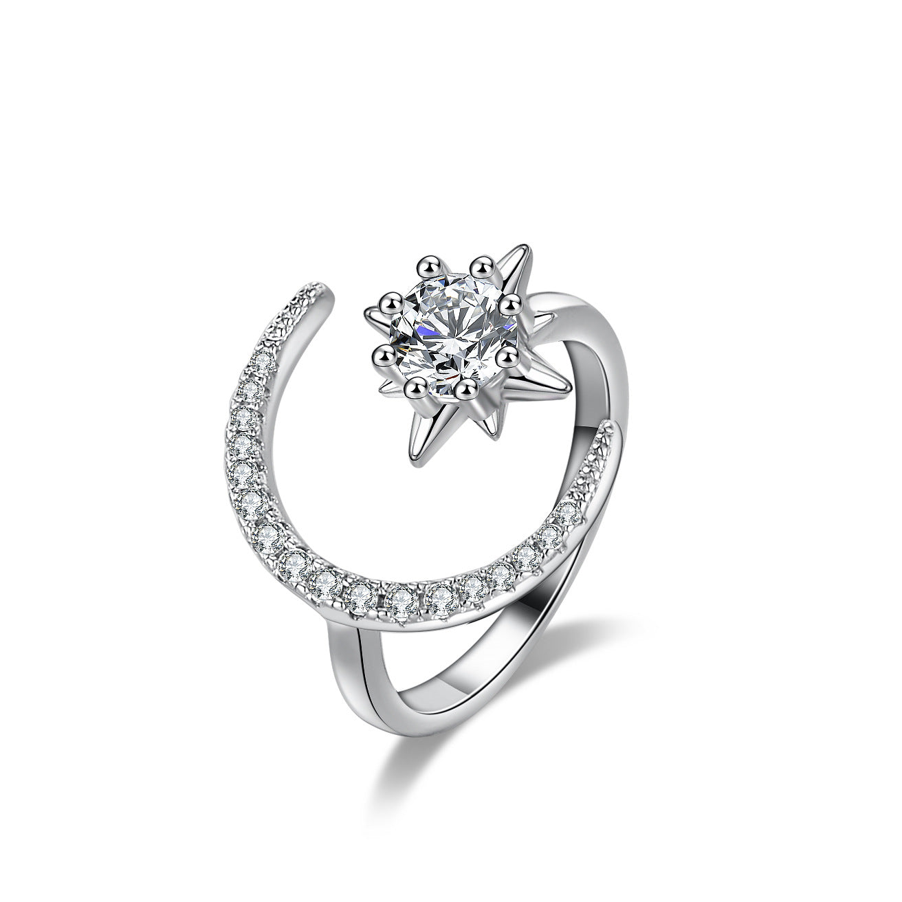 Moon Shape 1CT Moissanite Ring