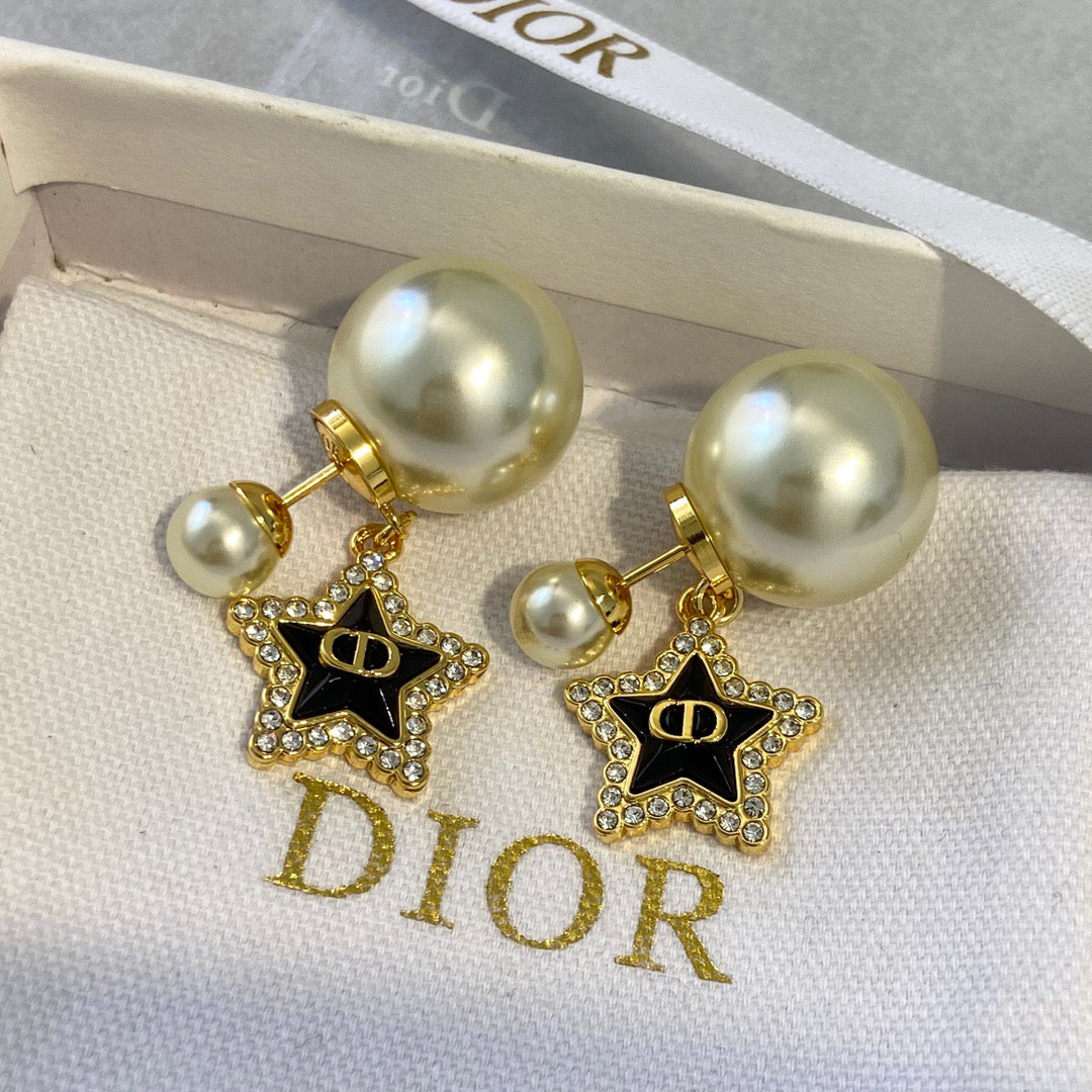 Dior Black Star Earrings
