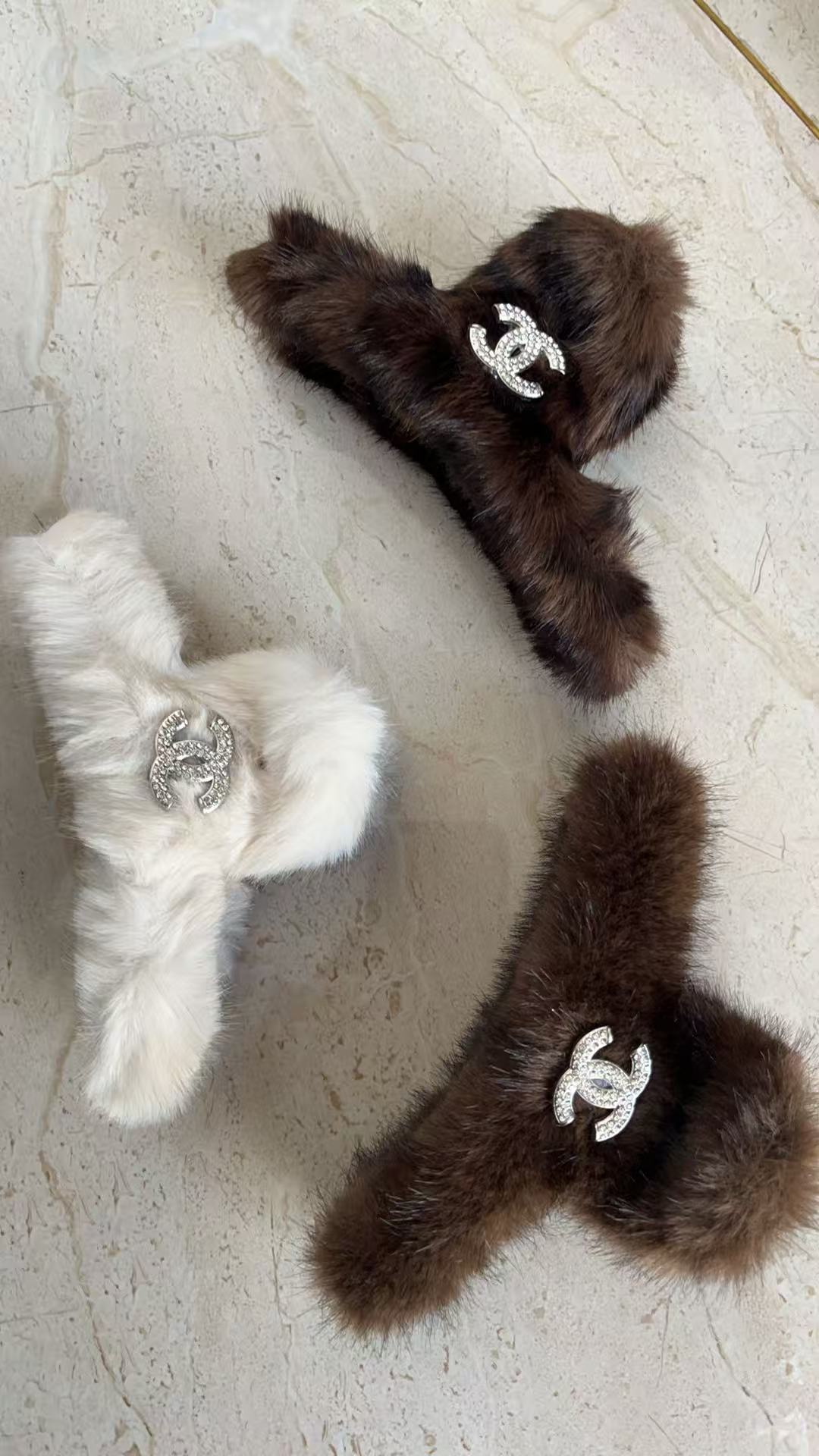 Chanel Fluffy Hair Clip Set (3Pcs)