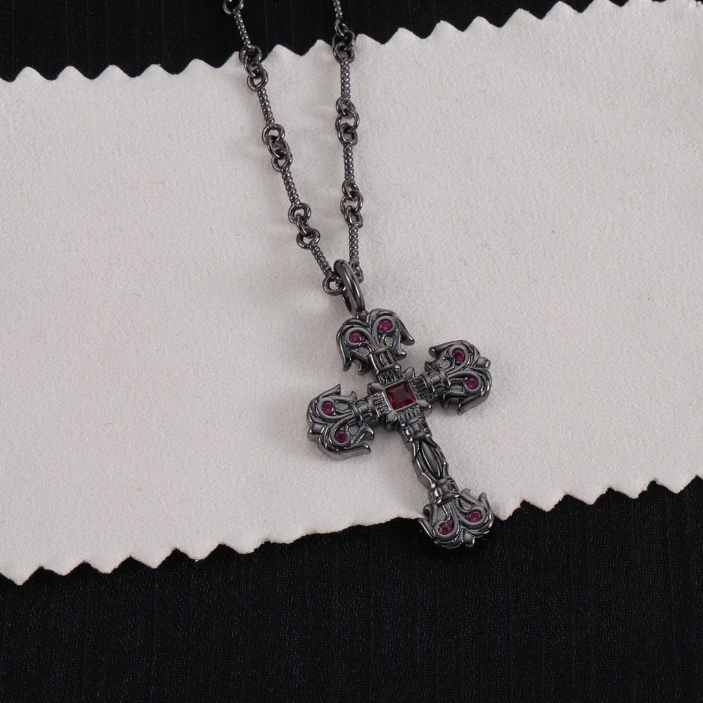 Chrome Hearts Black Purple Diamond Necklace