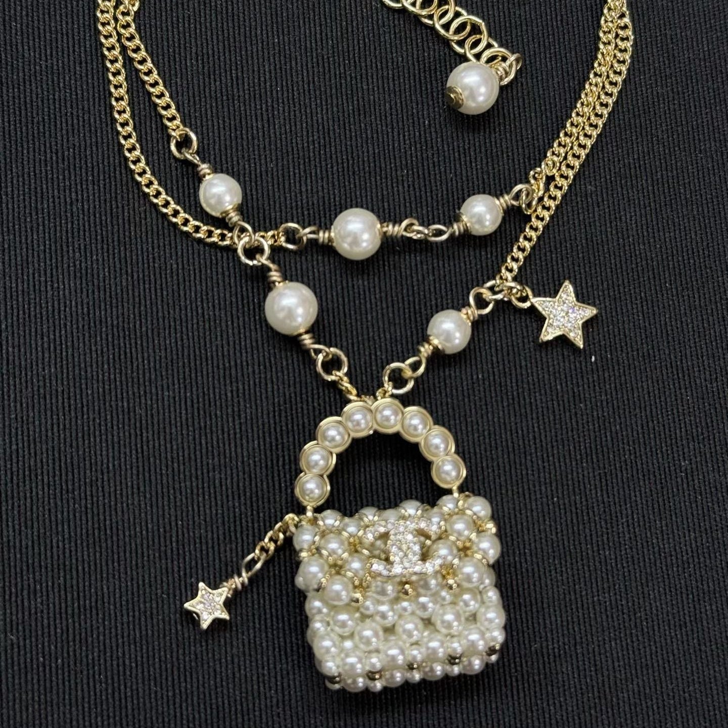 Chanel Pearl Bag Necklace Bracelet Earrings
