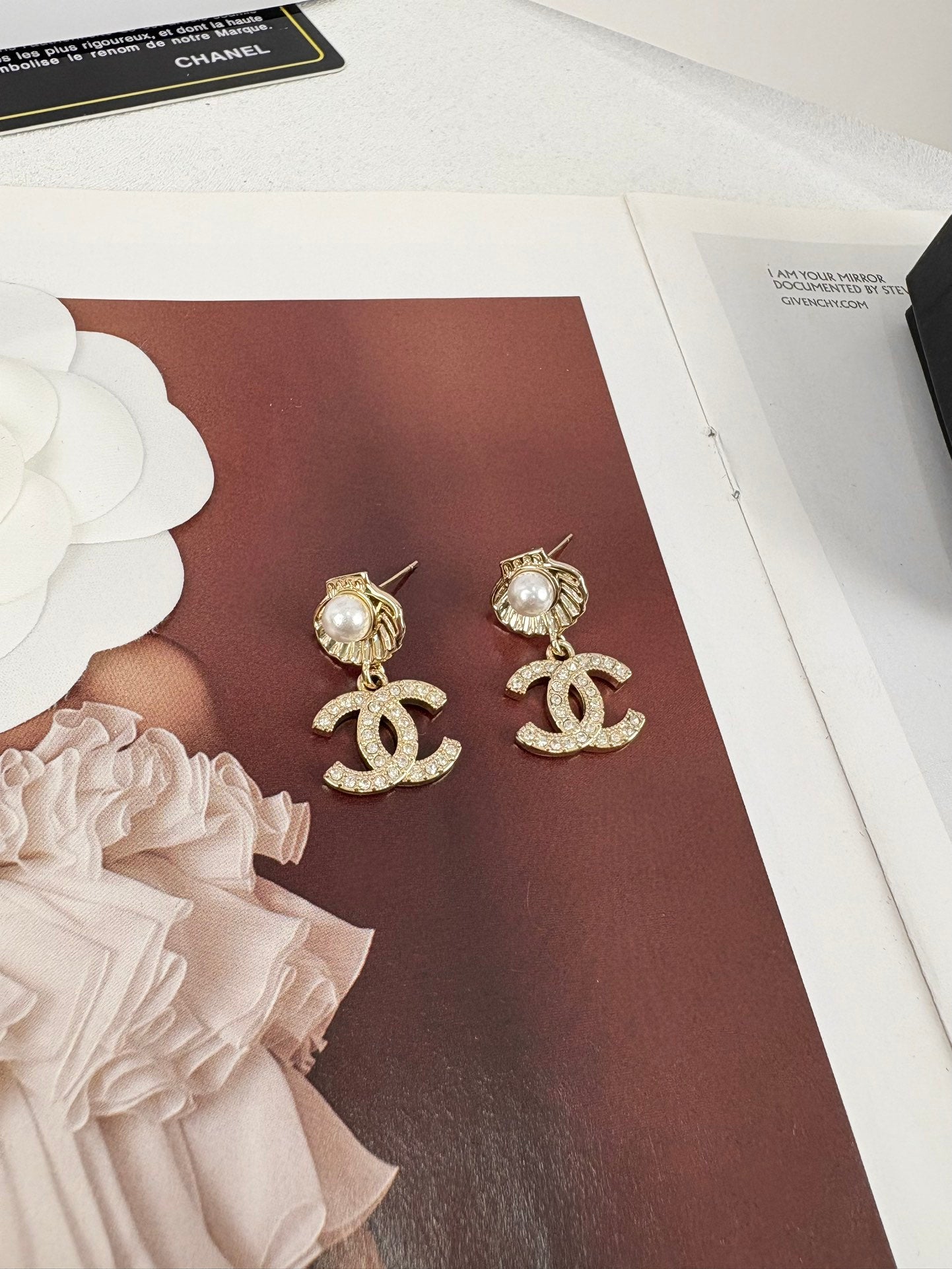Chanel Shell Gold Earrings